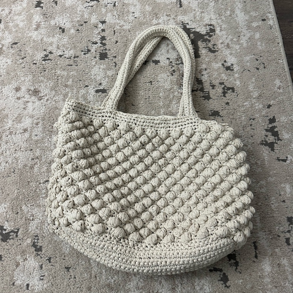 Zara Beige Knit Tote Bag